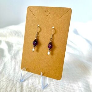 Vintage Amethyst and Pearl Dangle Earrings